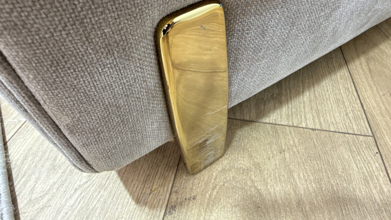 Sofology Oscar Fabric 2 Seater Gold Trim in Fine Textured Chenille Stone Mix