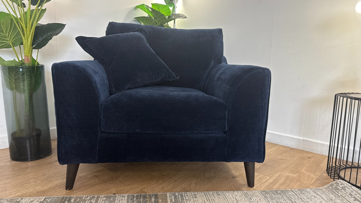 Sofology Mayfair Fabric  Chair in Soft Chenille Navy All Over