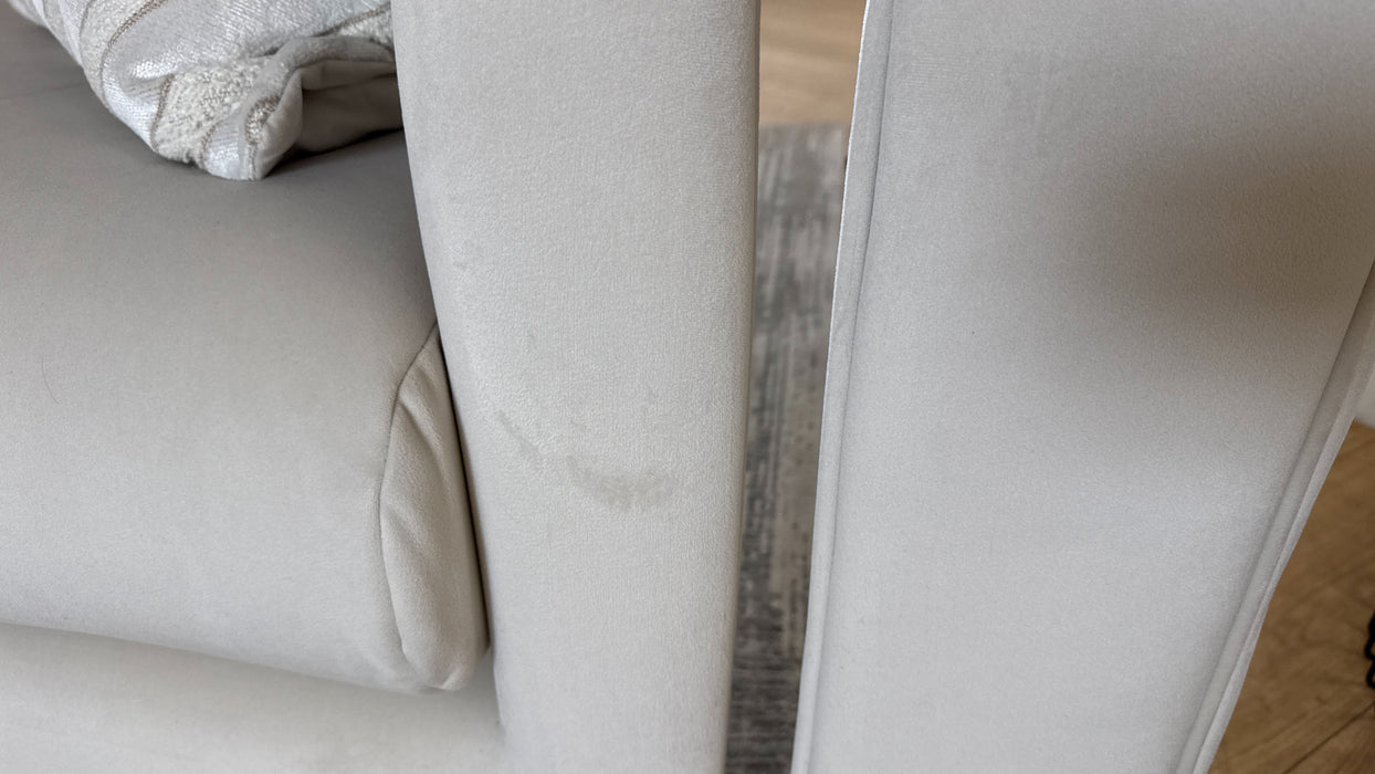 Sofology The Oscar Fabric 3 Seater with Silver Trim in Super Matt Velvet Ecru