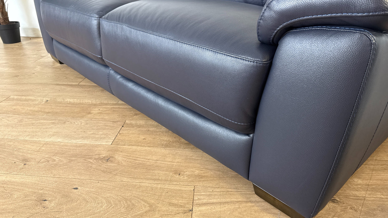 DFS Tristan 3 Seater Leather Sofa in Denim Blue