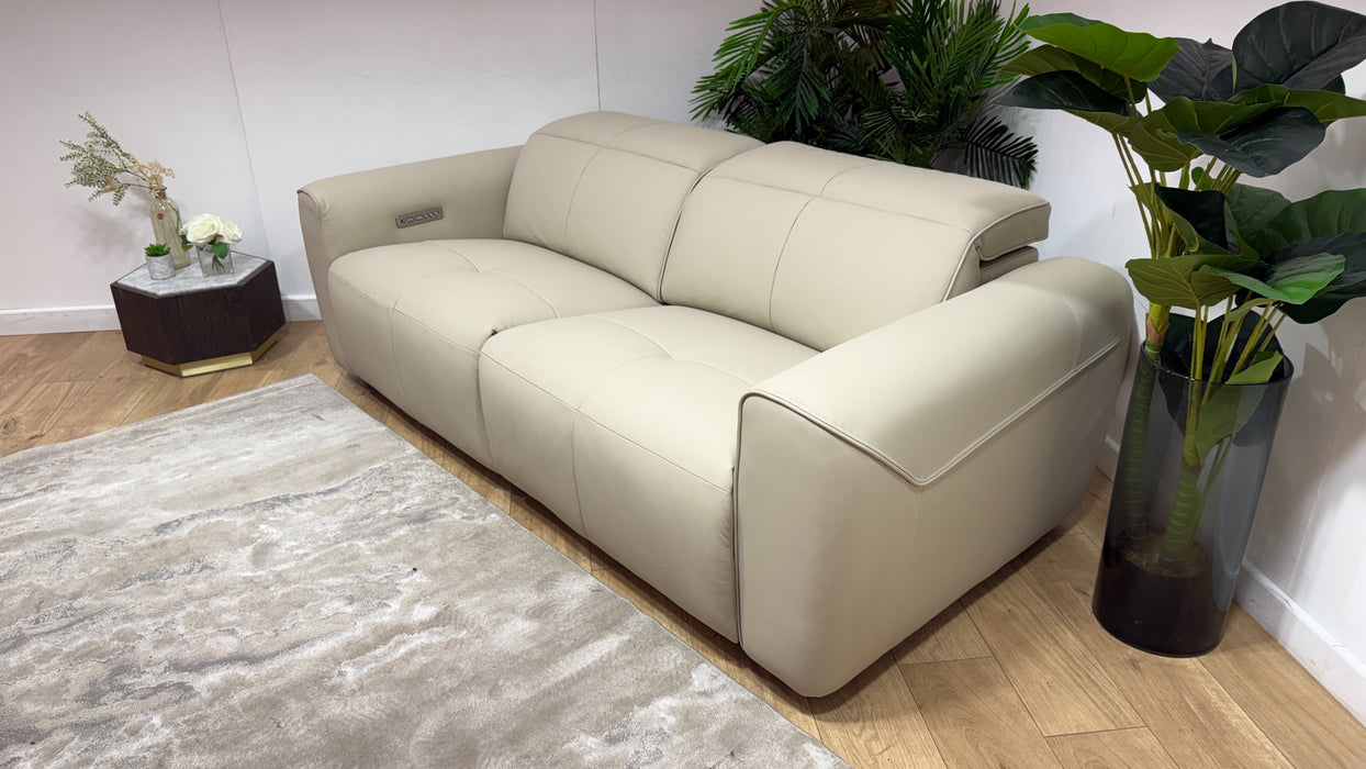 Sofology Riviera Leather 2.5 Seater Power Recliner/Headrest in Trusty Super Matt Stone