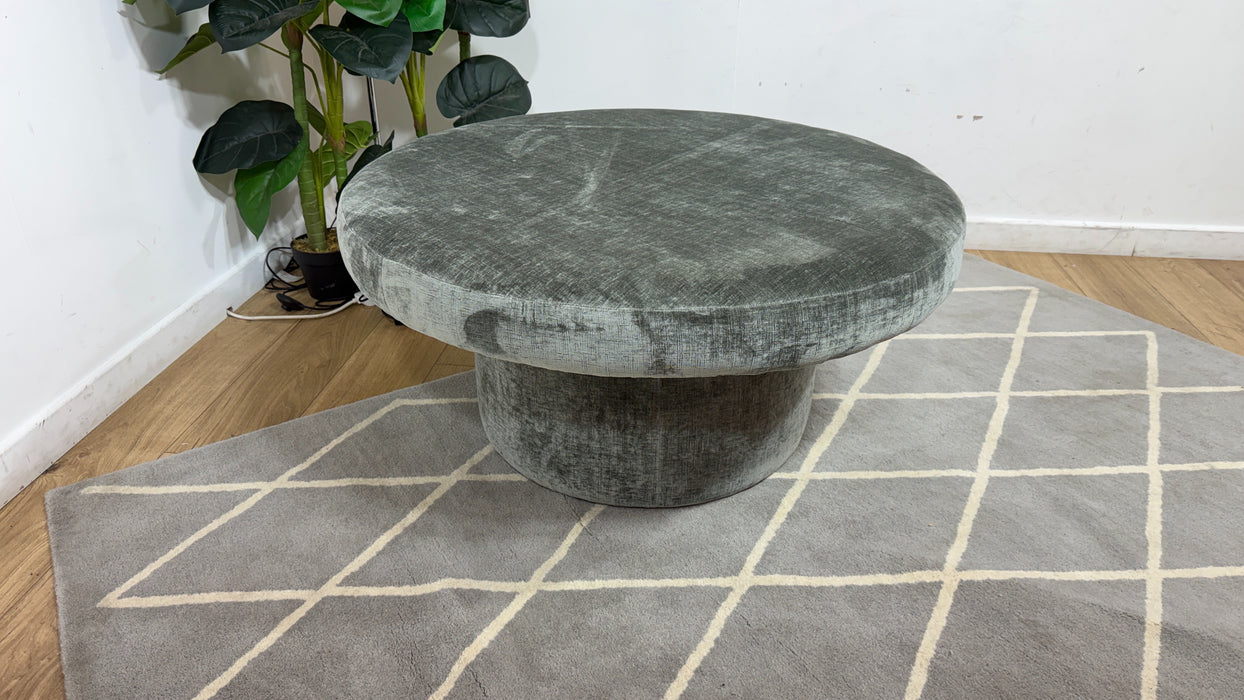 Sofology Luella Fabric Large Designer Footstool in Luxe Chenille Alpine Green