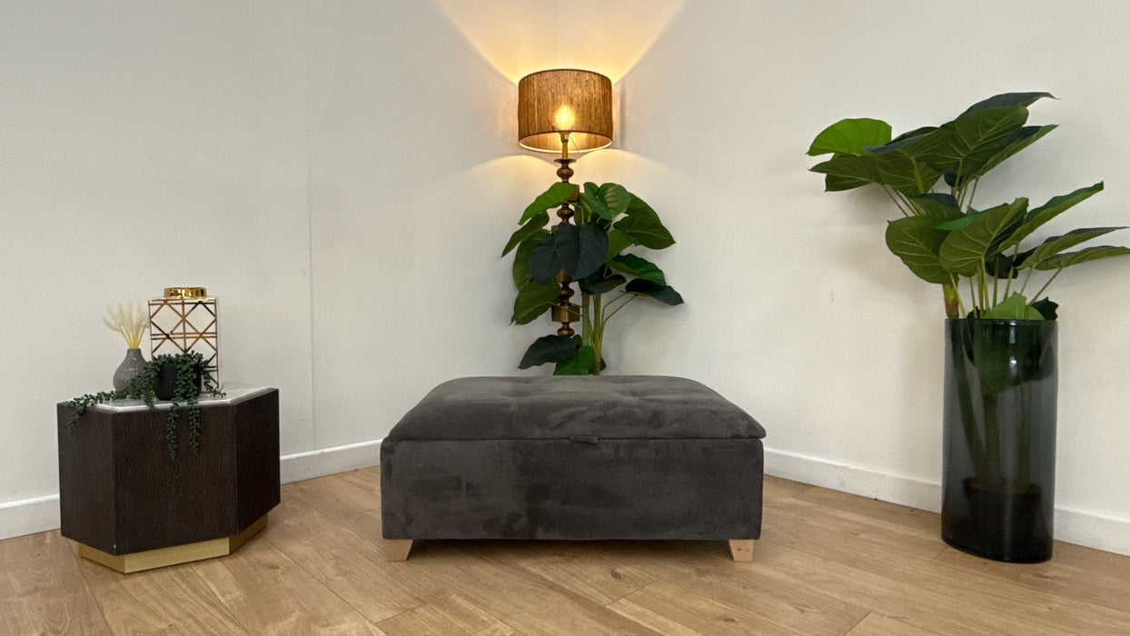 Sofology The Ascot Fabric Storage Footstool in Soft Sherpa Slate