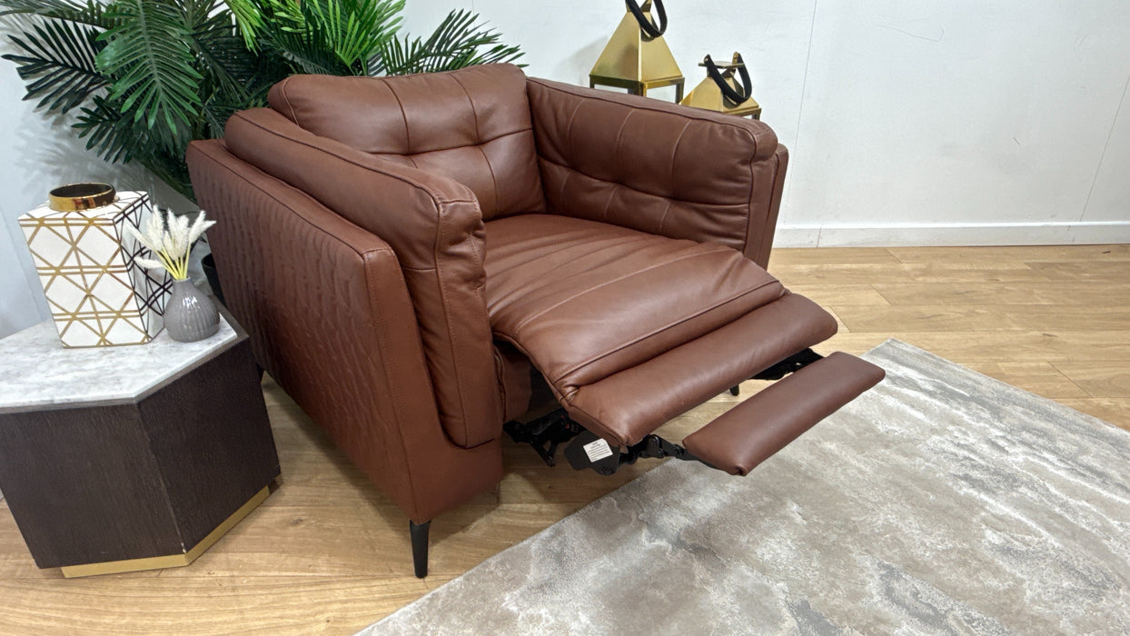 Sofology Muse Leather Chair Power Recliner in Relaxed Matt Espresso