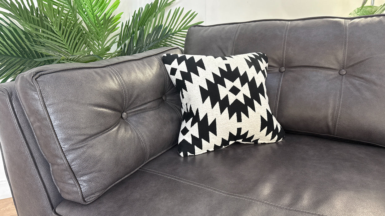 Sofology Cricket Leather 3 Seater in Graphite Mix