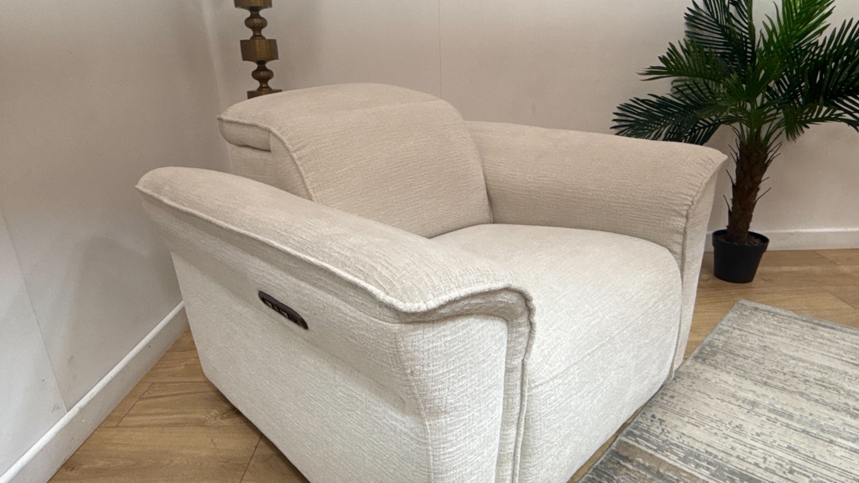 Sofology Pitt Chair Power Recliner/Headrest in Kansas Ivory