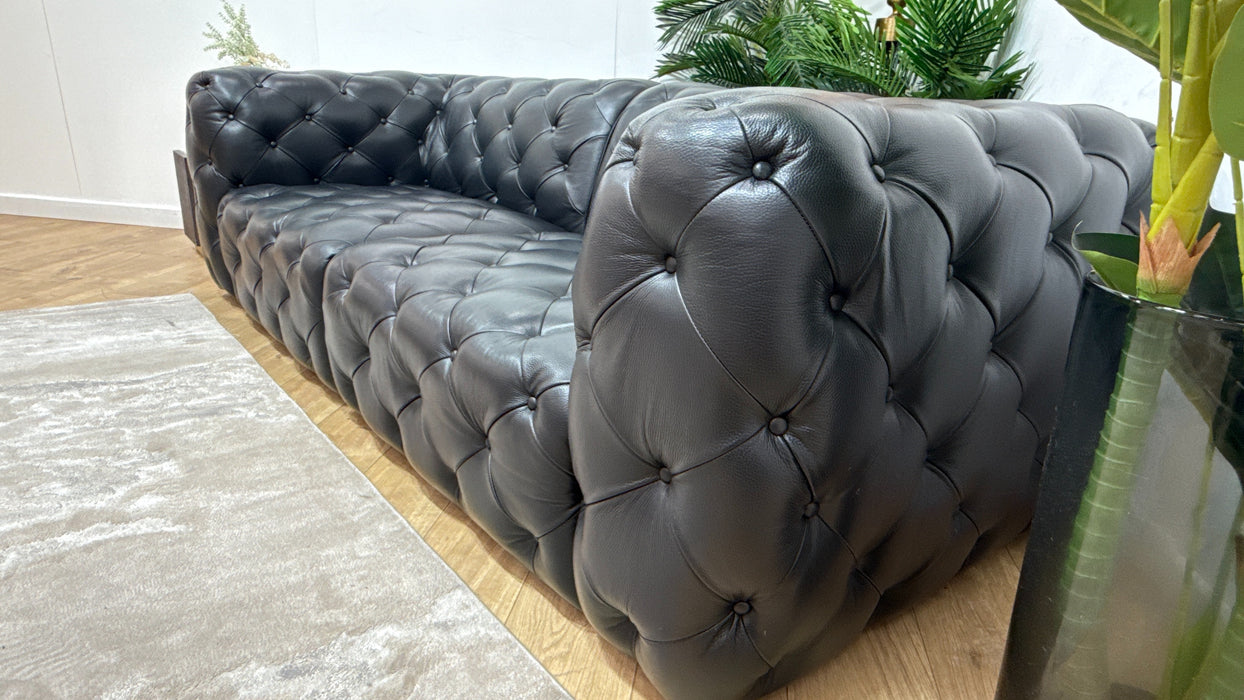 Sofology Venezia Leather 3 Seater in Trusty Embossed Black