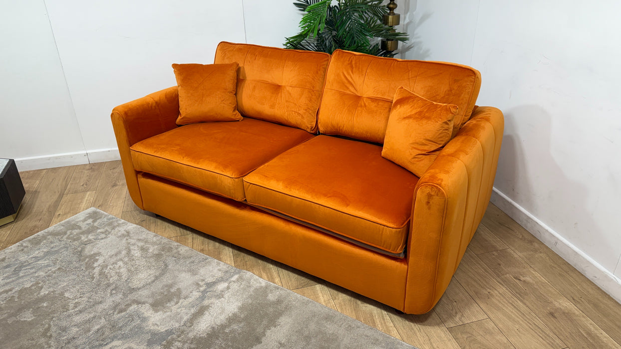 Sofology Islington Fabric 3 Seater Hybrid Pocket Sofa Bed in Sleek Tangerine