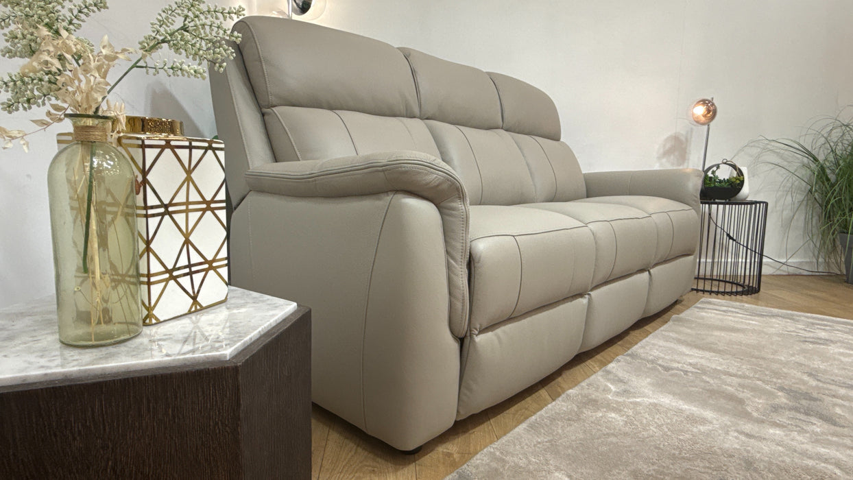 Sofology Bradie Leather 3 Seater in Trusty Embossed Light Grey