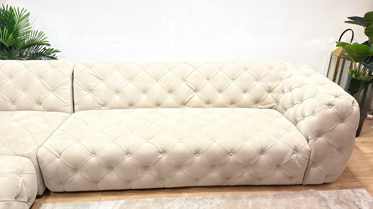 Sofology Venezia Fabric 1.5 Corner 3 in Lifestyle Nubuck Feel Stone