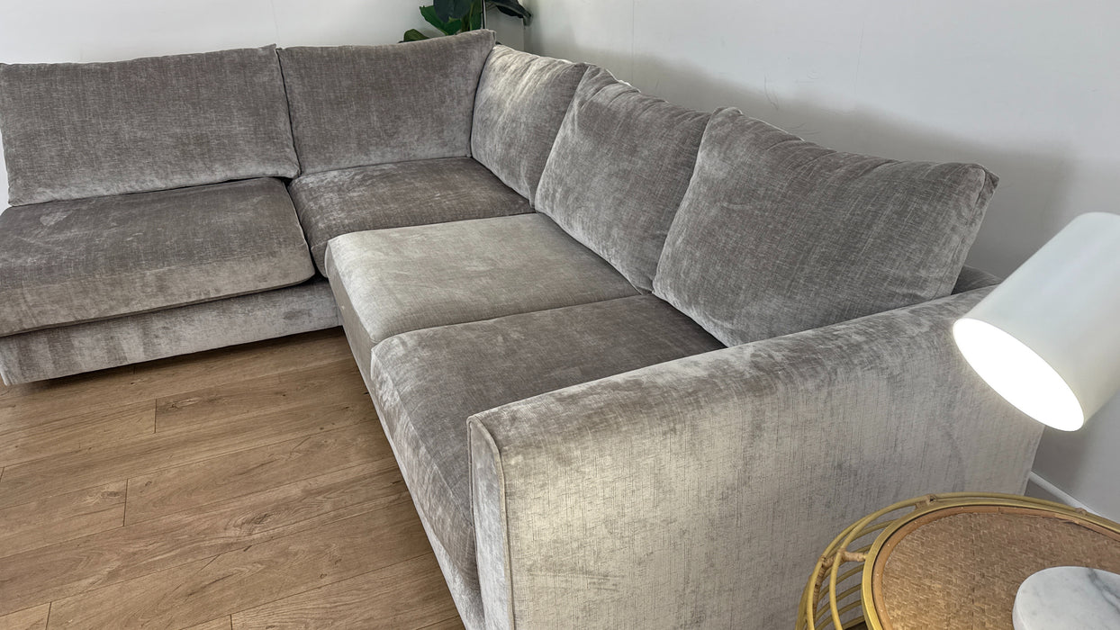 Sofology The Majestica Open end Chaise 1 Corner 2 Fabric Sofa in Luxe Chenille Stone Mix