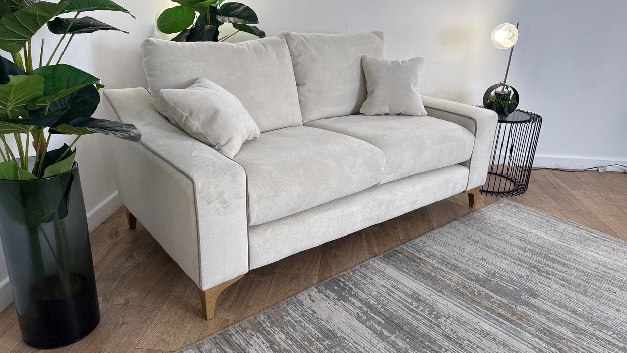 Sofology Wildwood Fabric 2 Seater in Soft Sherpa Natural Contrast Piping