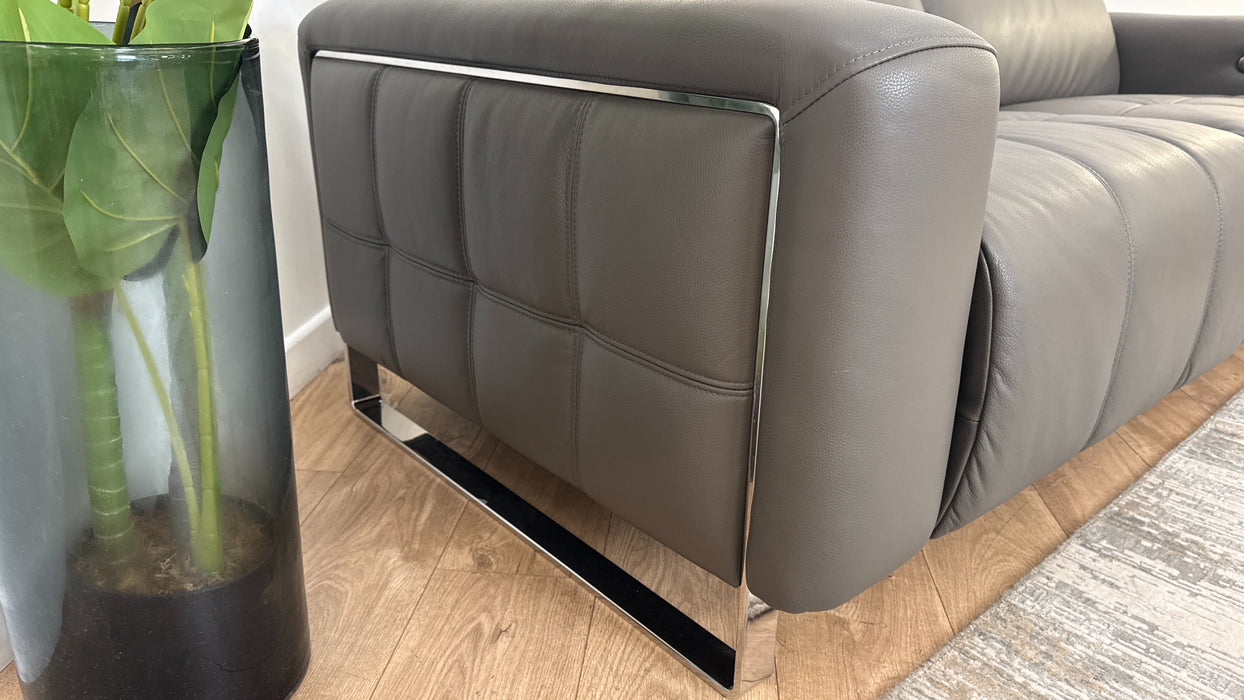 Sofology Marvella Leather 2.5 Power Recliner/Headrest in Trusty Sheen Storm