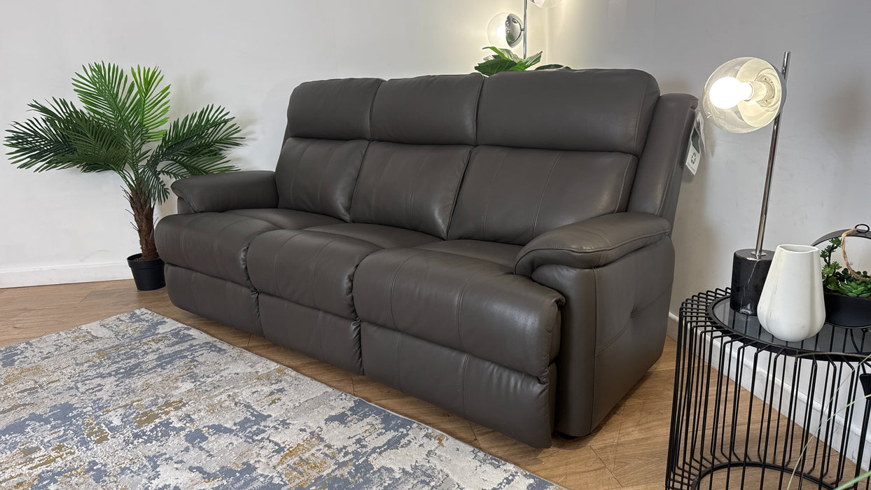 Sofology Gracie Leather 3 Seater in Railings Grey