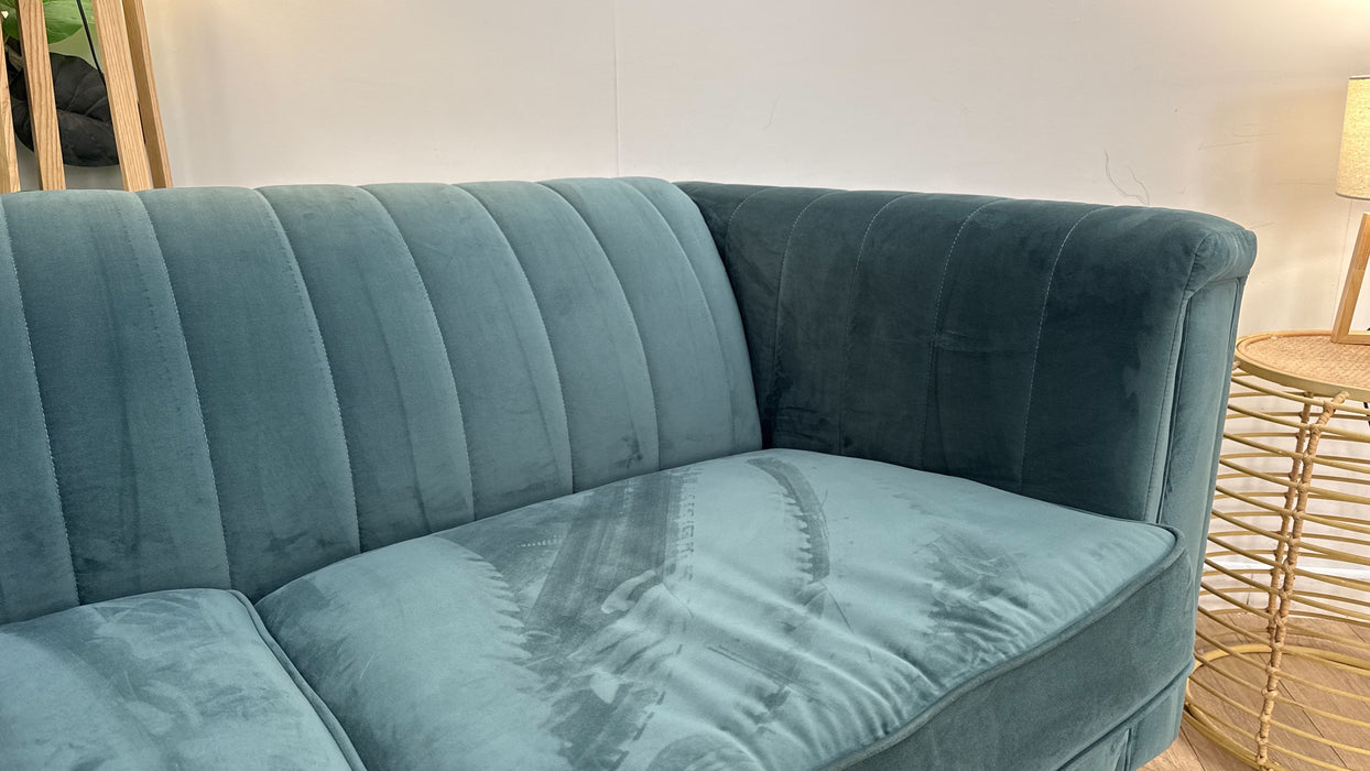 Sofology Fluted Isla Fabric 2 Seater in Velluto Azure
