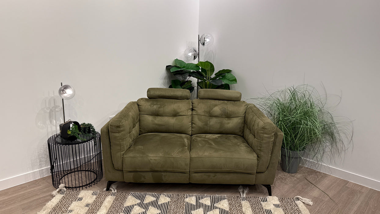 Sofology Muse Fabric 2 Seater Supportive Headrests in Lifestyle Plush Olive