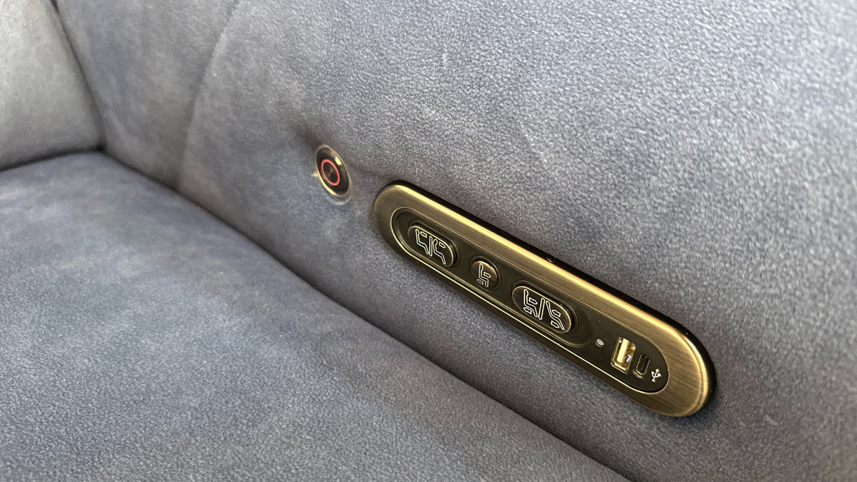 Sofology Allure Fabric 2 Seater Power Recliner/Headrest Heated Seats in Lifestyle Flecked Navy