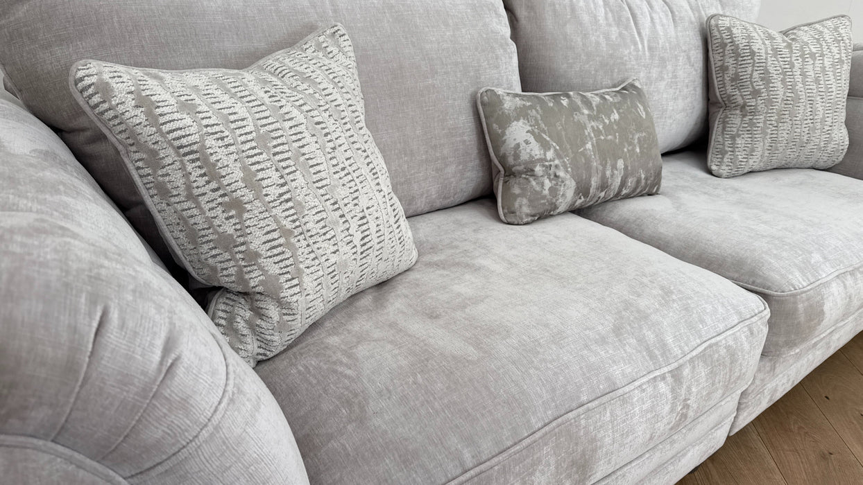 Sofology Highgrove Fabric 4 Seater Split Full Back Feather Flex in Luxe Chenille Oyster