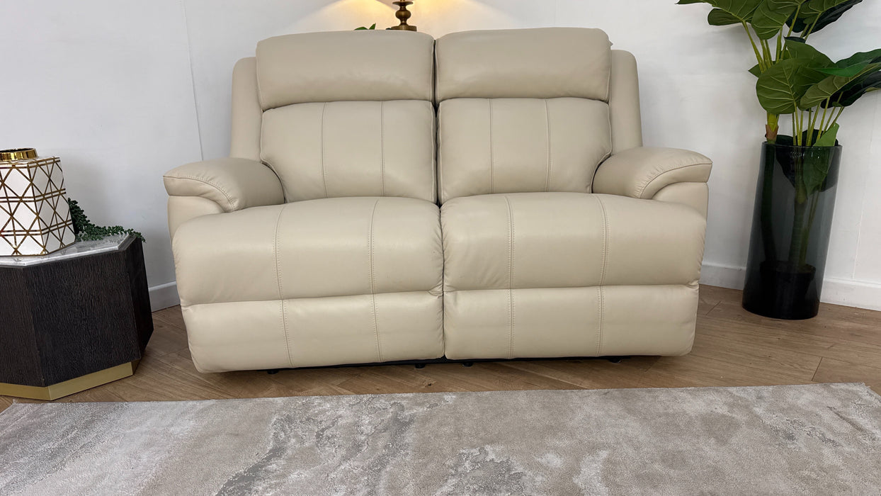 Sofology Gracie Leather 2 Seater Power Recliner/Headrest in Trusty Sheen Bone China