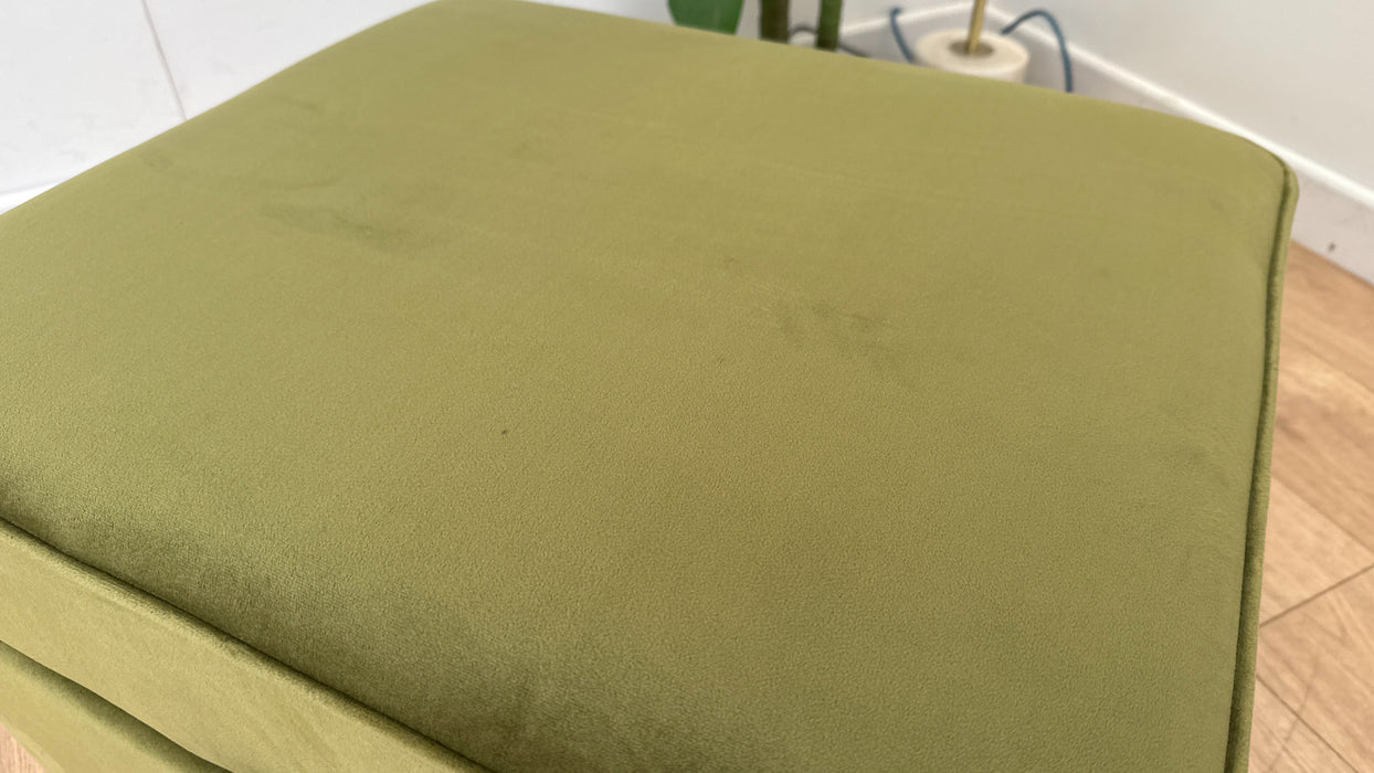 DFS The Jardim Fabric Footstool in Velvet Olive