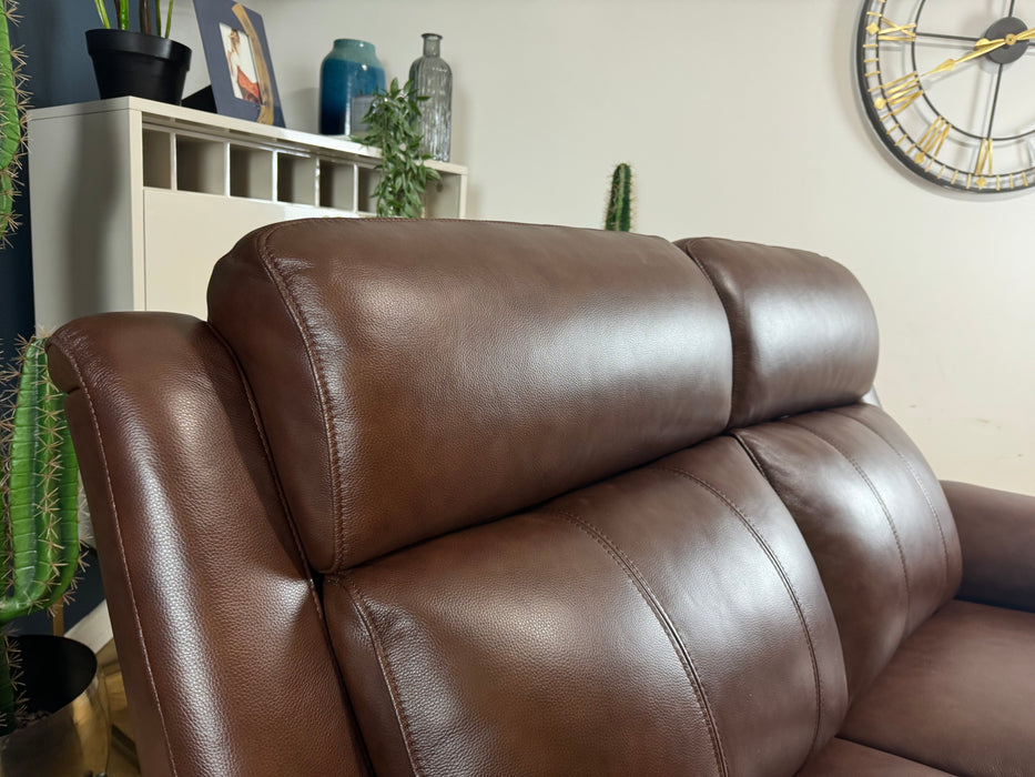 Gracy 2 Seater Leather Chocolate Power Headrest & Power Recliner