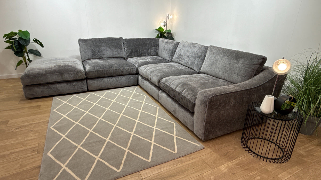 Sofology Bellagio Fabric Chaise 1 Corner 3 Reversible Extra Flex Interior Chunky Luxe Chenille Charcoal Mix