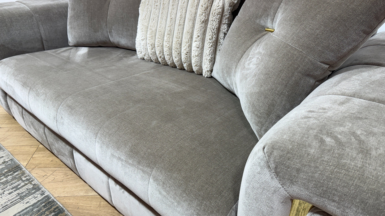 Sofology Oscar Fabric 2 Seater Gold Trim in Fine Textured Chenille Stone Mix