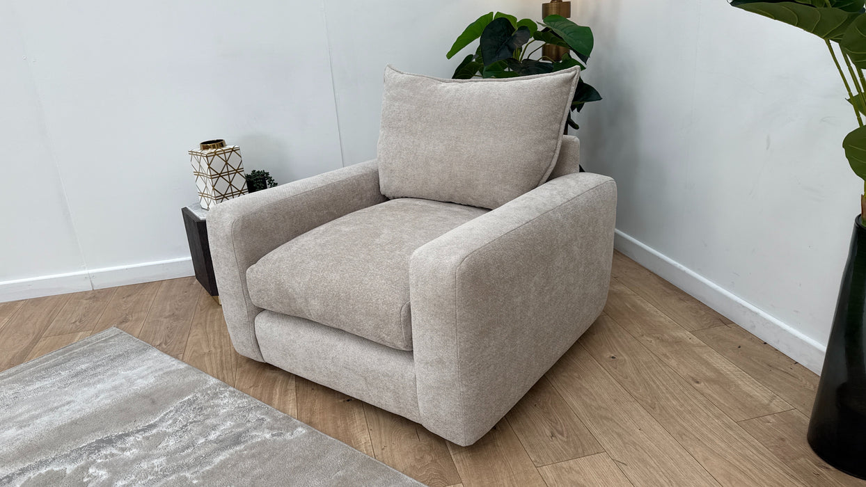 Sofology Haven Fabric Chair Full Back Fibre/Foam Seats in Cosy Chenille Pebble
