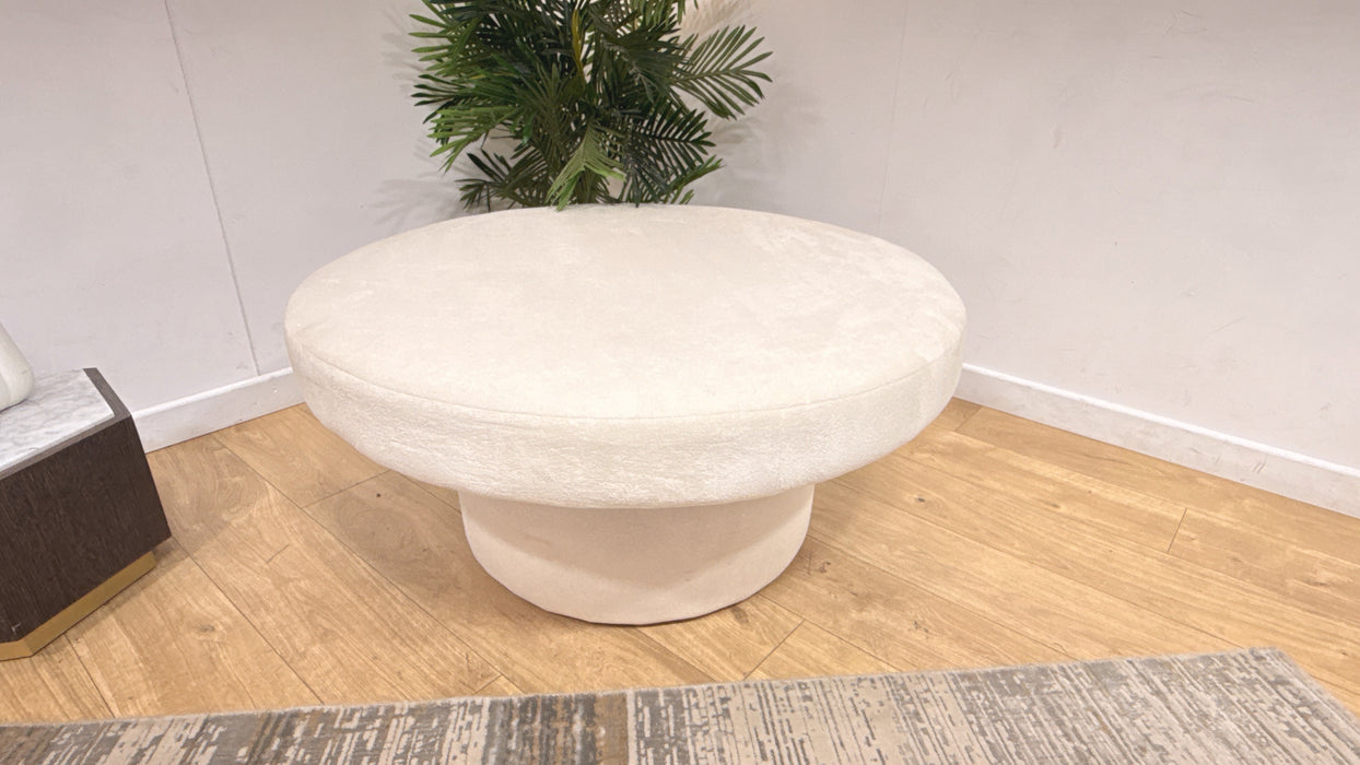 Sofology Luelle Fabric Large Designer Footstool in Soft Sherpa Natural