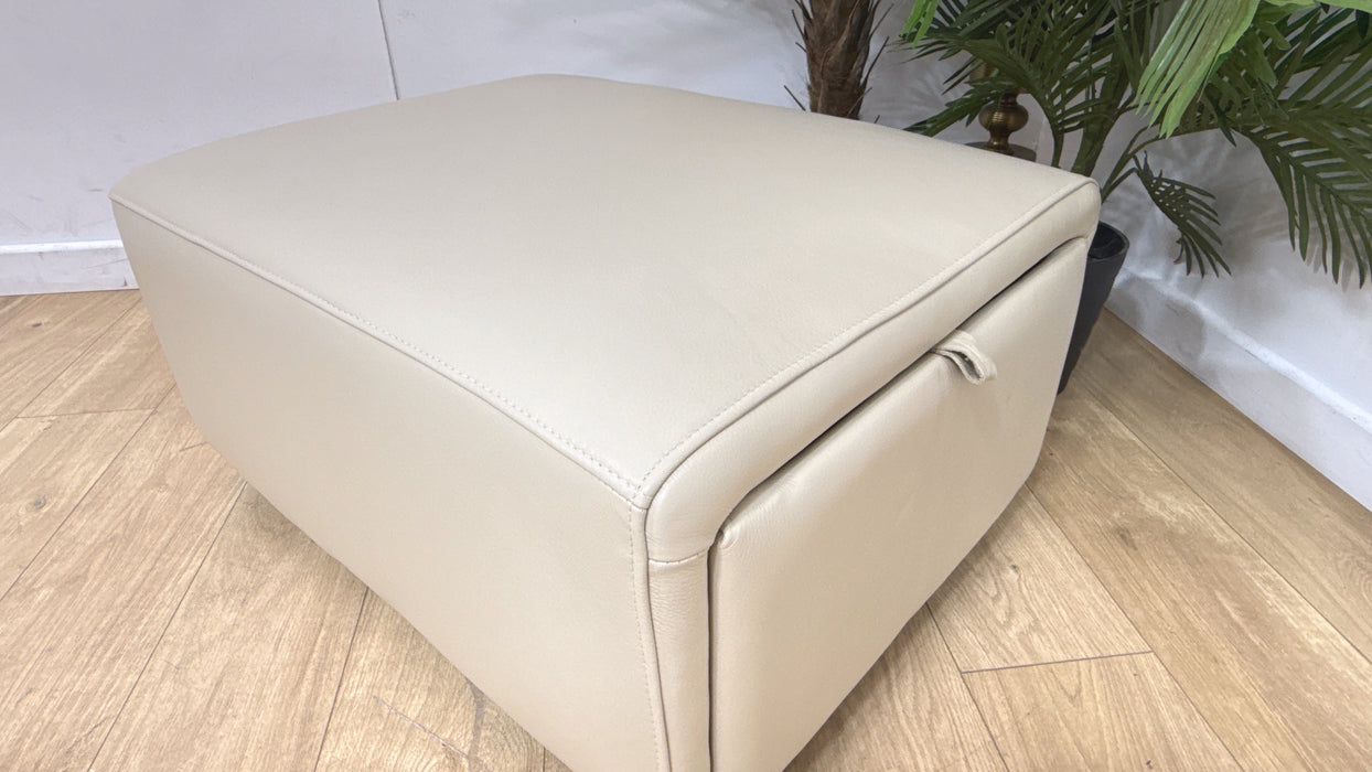 Sofology Premiere Leather Designer Storage Footstool in Trusty Embossed Bone China