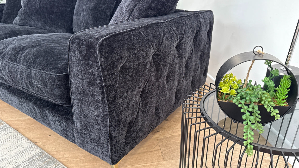 Sofology Rococo Fabric 4 Seater Pillow Back in Verbier Black Mix