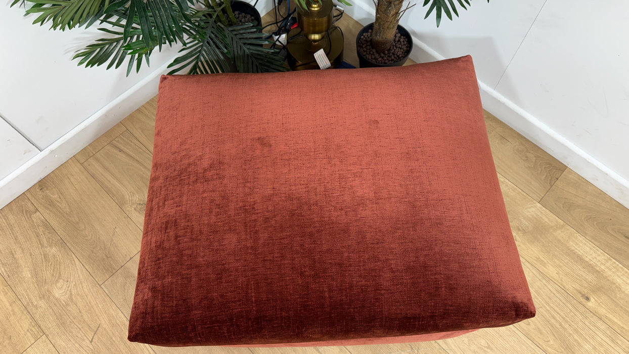 Sofology Georgio Fabric Designer Footstool Extra Flex Interior in Luxe Chenille Burgundy