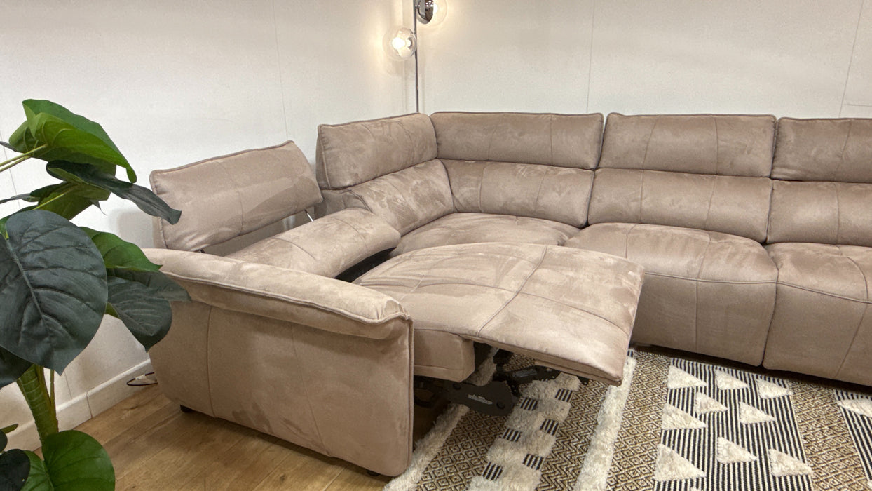 Sofology Cadenza Fabric 1 Corner 3 Power Recliner/Headrest in Lifestyle Plush Nutmeg