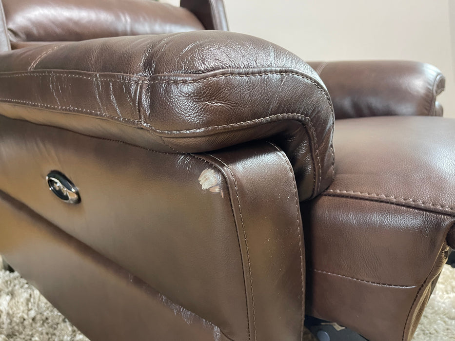 Lucca Metz Dark Brown Leather Chair Power Recliner (WA2)