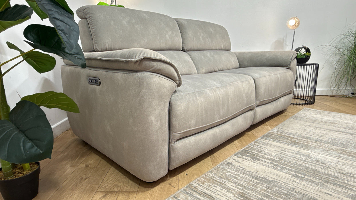 Sofology Hugo Fabric 2.5 Seater Power Recliner/Headrest in Lifestyle Flecked Stone