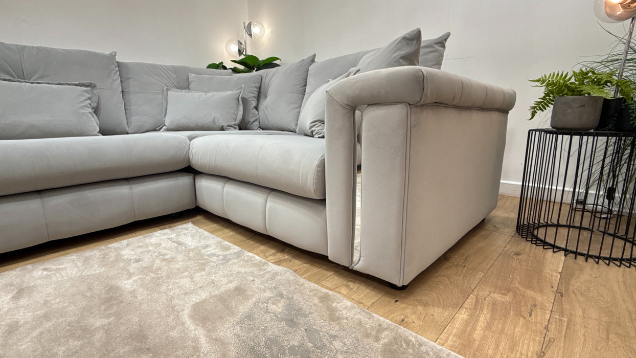 Sofology Oscar Fabric 3 Corner 1 Silver Trim in Super Matt Velvet Silver