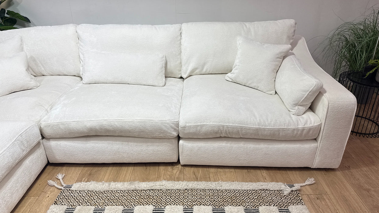 Sofology Bellagio Fabric 3 Corner 3 Reversible Feather Flex Seats in Chunky Luxe Chenille Snow