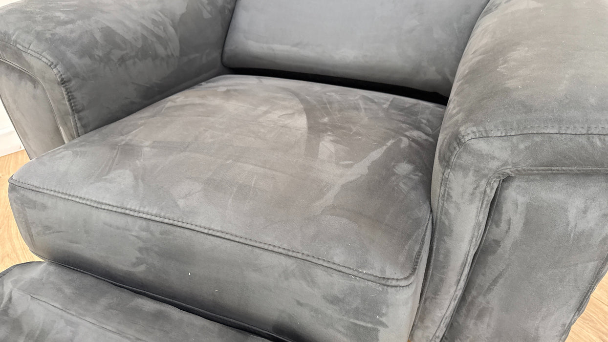 Sofology Ezra Fabric Chair Power Recliner/Headrest Heated Seat in Lifestyle Plush Lead Grey