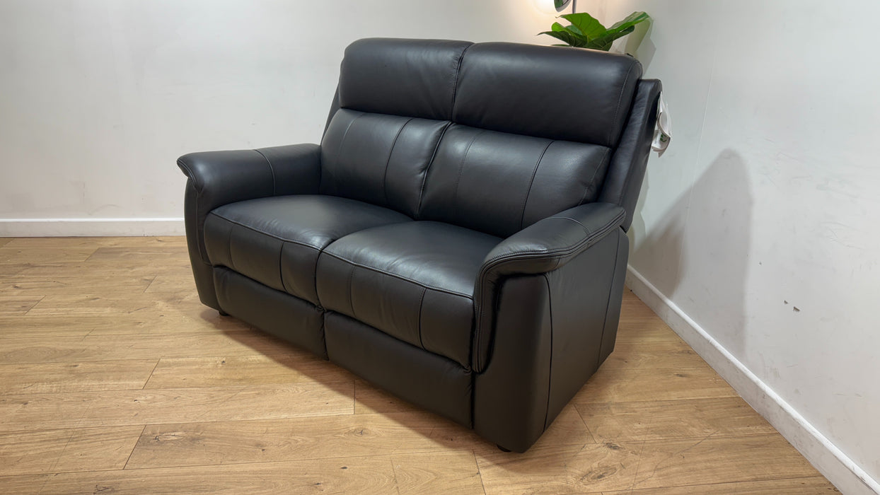 Sofology Bradie Leather 2 Seater in Trusty Embossed Jet Black