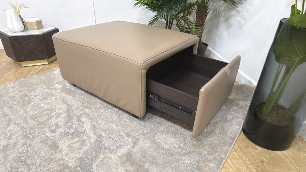 Sofology Premiere Fabric Designer Storage Footstool in Trusty Embossed Leather Mushroom