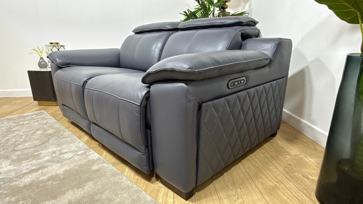 Sofology Benz Leather 2 Seater Power Recliner/Headrest in Trusty Sheen Lavender Grey