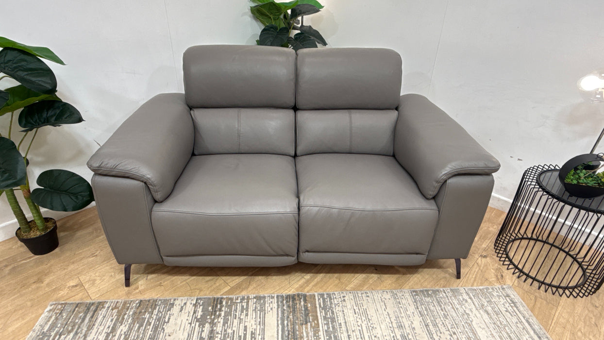 Sofology Fratelli Leather 2 Seater Power Recliner/Headrest in Trusty Embossed Elephant
