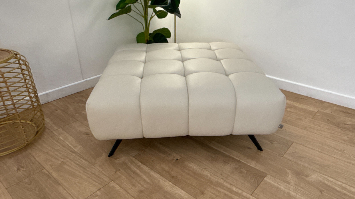 DFS The Azienda Leather Footstool in Frost