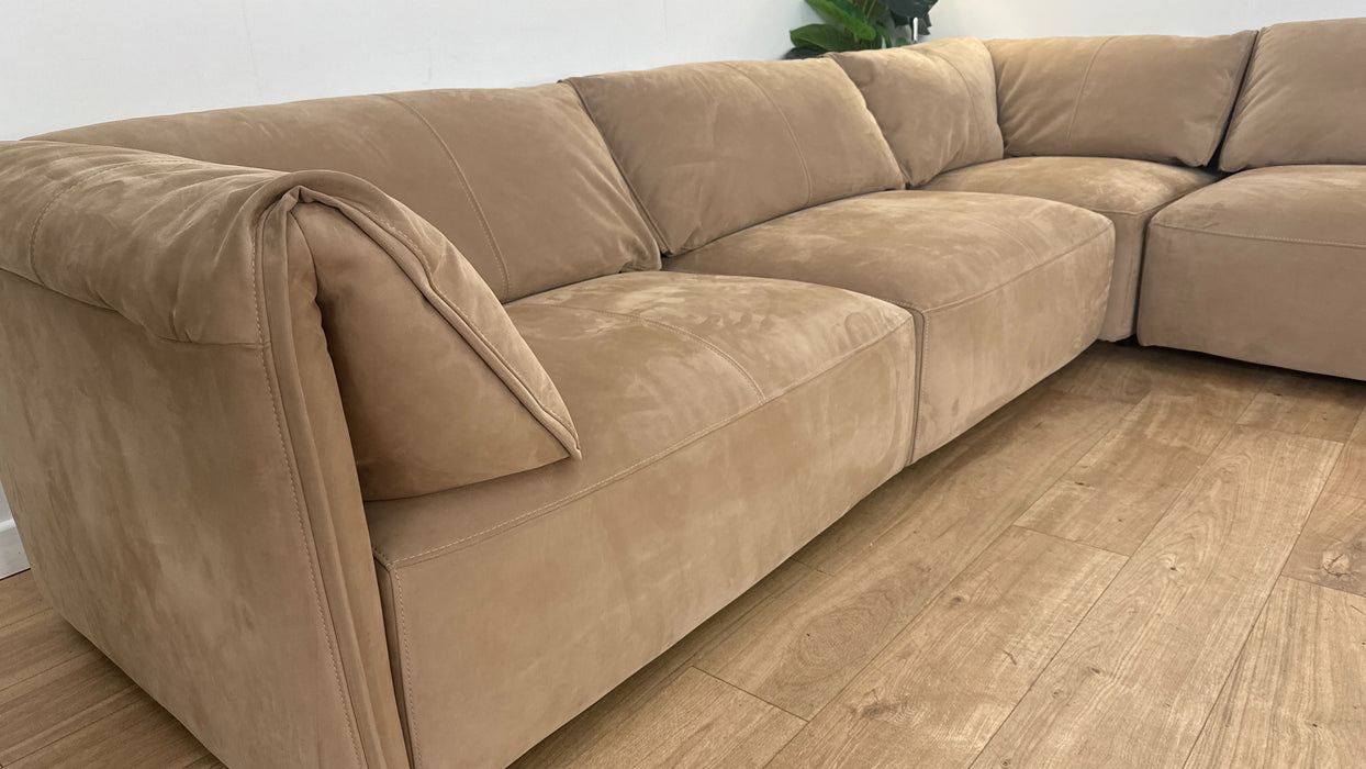 Sofology The Tessuto 3 Corner 1 Chaise in Lifestyle Nubuck-Feel Fabric Camel