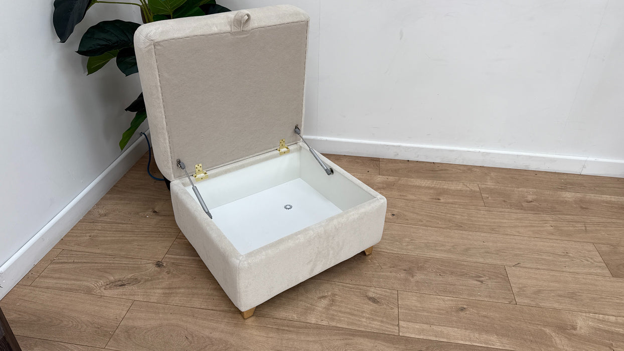 Sofology Luella Fabric Small Storage Footstool in Soft Sherpa Natural