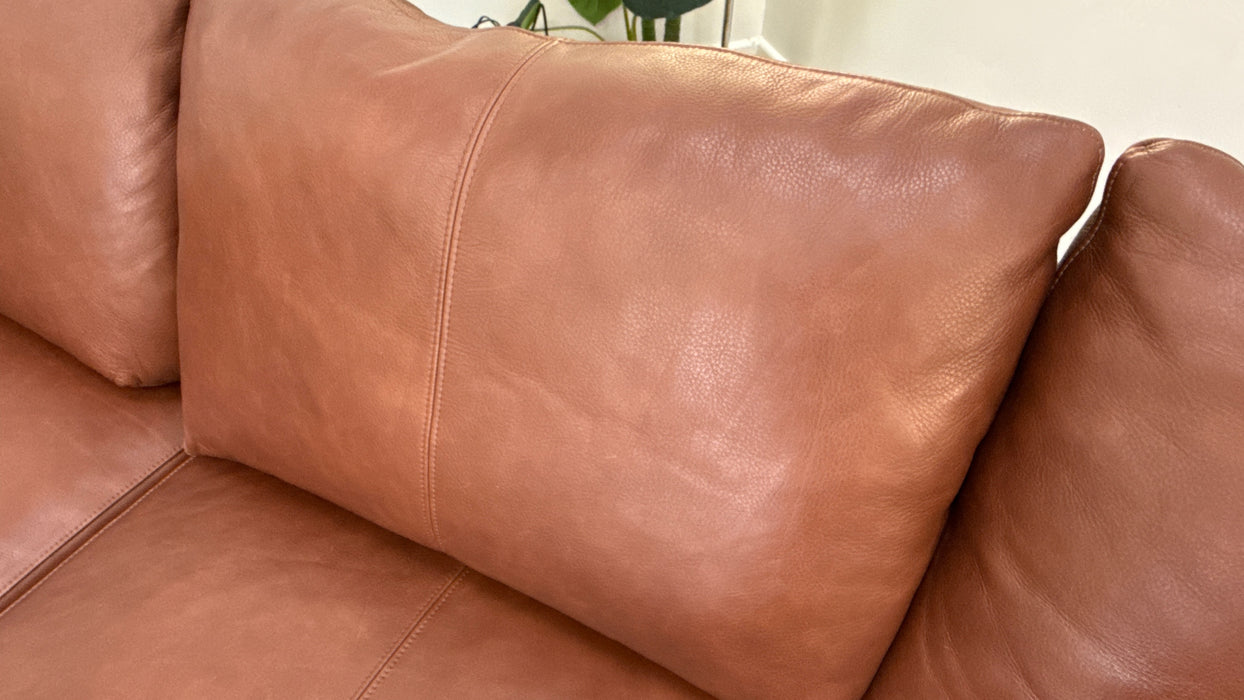 Sofology Adler Leather Asymmetric 4 Seater in Relaxed Soft Brown