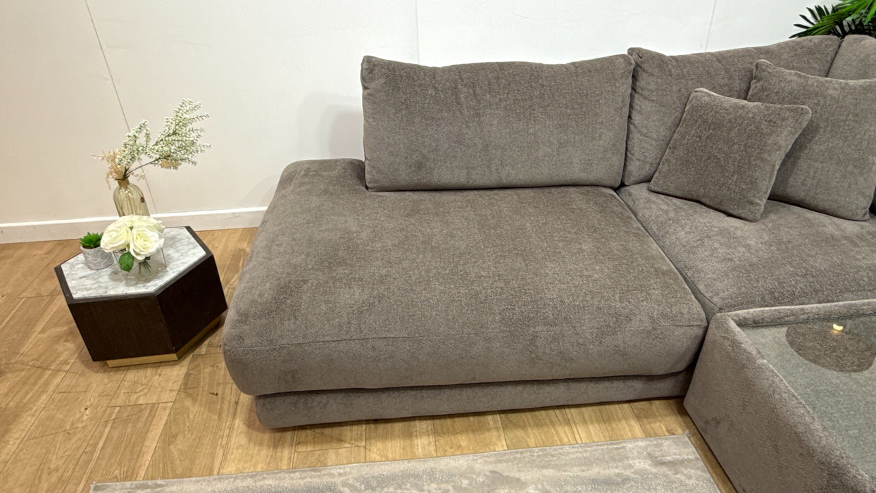 Sofology Amalfi Fabric Chaise 1 Corner Console 3 in Cosy Chenille Mole
