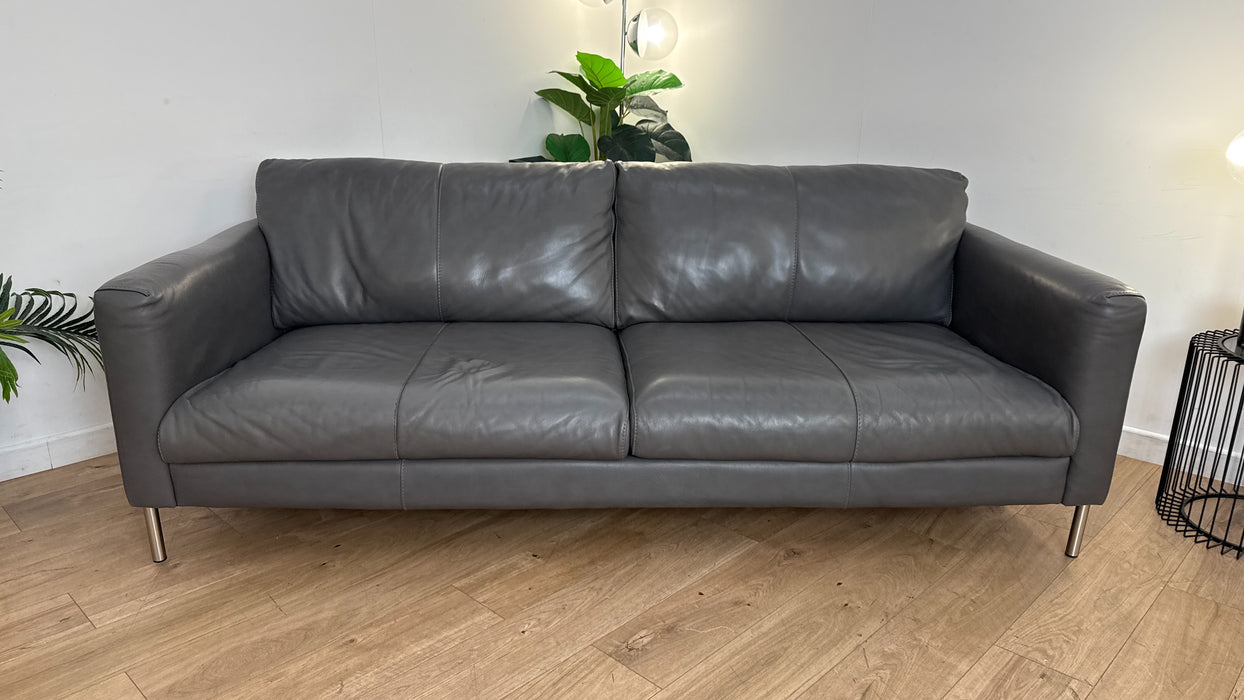 Sofology The Massimo 3 Seater Leather Sofa in Caruso Fog