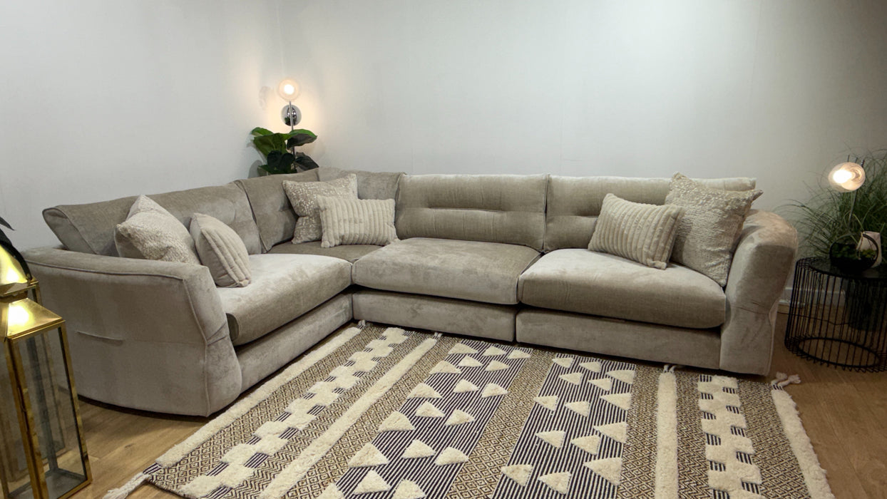 Sofology Reign Fabric 1 Corner 3 no Trim in Luxury Chenille Linen/Natural Mix