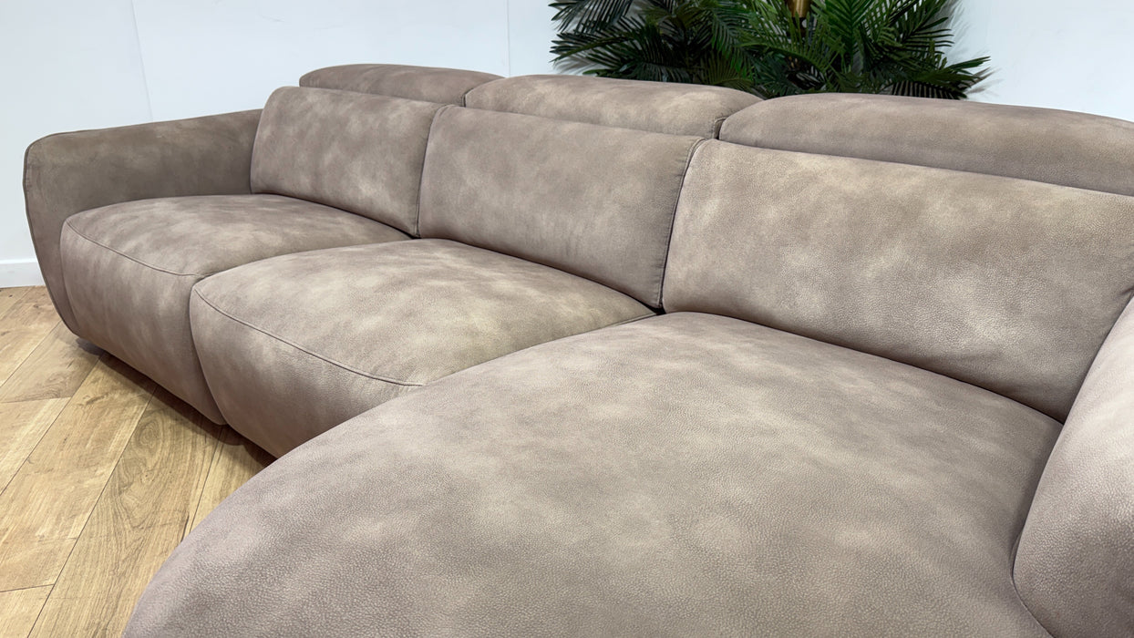 Sofology Serene Fabric 3 Seater Chaise Power Recliner/Headrest in Lifestyle Mottled Latte